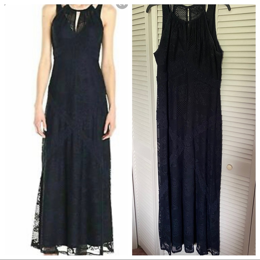London times Navy lace maxi worn once